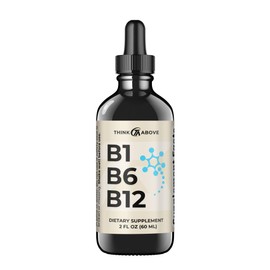 Think Above B1 B6 B12 Vitamin Liquid Drops - Daily Wellness Support Supplement - Fruity-Like Flavor - Methylcobalamin, Thiamine, Pyridoxine - 60 Day Supply - 2 oz - for Men and Women - Simply Made