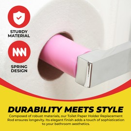 Qualihome Pink Universal Plastic Spring Loaded Toilet Paper Roll Holder Replacement Rod, Pink Toilet Paper Roll Replacement Rod