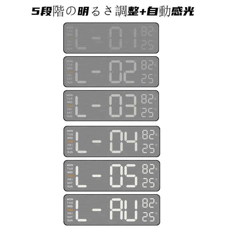 Mermbe Alarm Clock, LED Digital Clock, Multi-functional, Adjust 5 Level