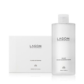 Lagom Celeb Micro Cleansing Water 350mL 5-Layer Cotton Pad 2-Piece Set, 1 Pack / 라곰 셀럽 마이크로 클렌징 워터 350mL 5겹 코튼 화장솜 2종 세트, 1개