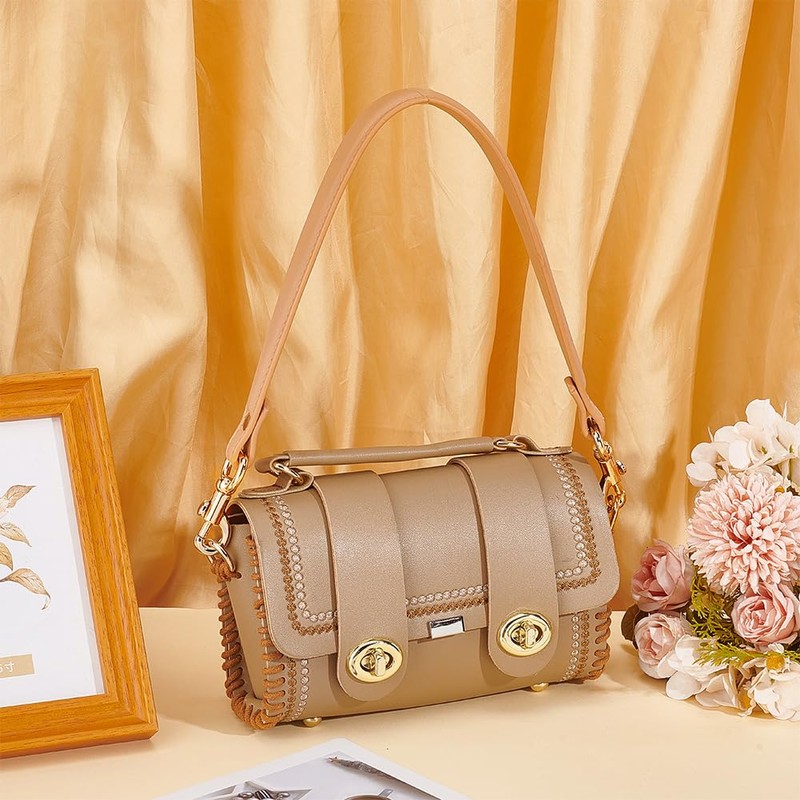 PH PandaHall 20.3 Inch Browner Leather Bag Strap Short Purse