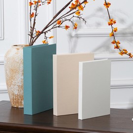 A Set of Three Linen Decorative Books, Used as Decorative Fake Books and Photo Storage Boxes for Coffee Tables, Bookshelves, and Bedside Tables