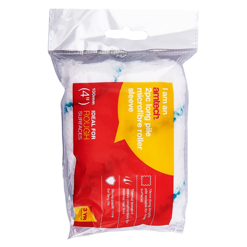 Amtech G4455 4 inch Roller Sleeves, 2 Piece 18mm Microfibre