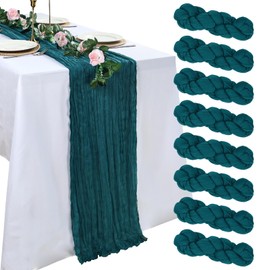 pepmily 8 Pack Teal Cheesecloth Table Runner 10ft Boho Gauze Fabric 120 Inch Cheese Cloth Table Runner Rustic Sheer for Romantic Wedding Decor Baby Shower Party Table Centerpiece Decoration