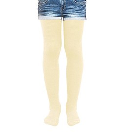 Kids Fashion Girls Ribbed Semi-Opaque Tights 40 Denier (8-10 Years (134cm), Ecru)