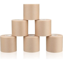 6 Pieces Foam Underwrap Bandage Sports Pre- wrap Foam Athletic Tape Sports Tape for Ankles Wrists Hands and Knees, 2.75 in x 30 Yards (Beige)