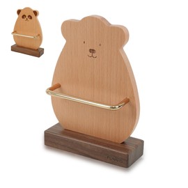 PUNNIO Coffee Filter Holder, Cone Coffee Filter Holder for Counter, Walnut & Beech Wood & Brass