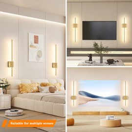 15000mAh Battery Operated Wall Sconce Set of 2, Brass USB Rechargeable Wall Sconces, Dimmable Gold Cordless Wall Sconces with Remote Control, LED Wireless Wall Light Lighting Time 24-120 Hours