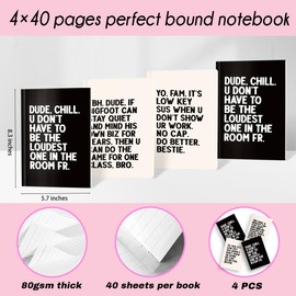 Funny Quotes Lined Journals for Men, 4 Pcs A5(8.26x5.7inch) College Ruled Journaling Notebooks, Work Notebook Travel Journal for Men, Meeting Notebook for Work Study Diary 1