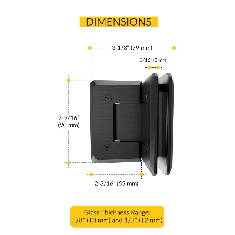 Brixwell H-P90GTG-BP Premier Series Glass To Glass Mount Shower Door