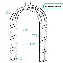8’ Metal Garden Arch Arbor for Wedding, Bridal Party, Various Events, Garden Archway or Focal Point with/Without Climbing Plants Vines Flowers or Festival Decorations White