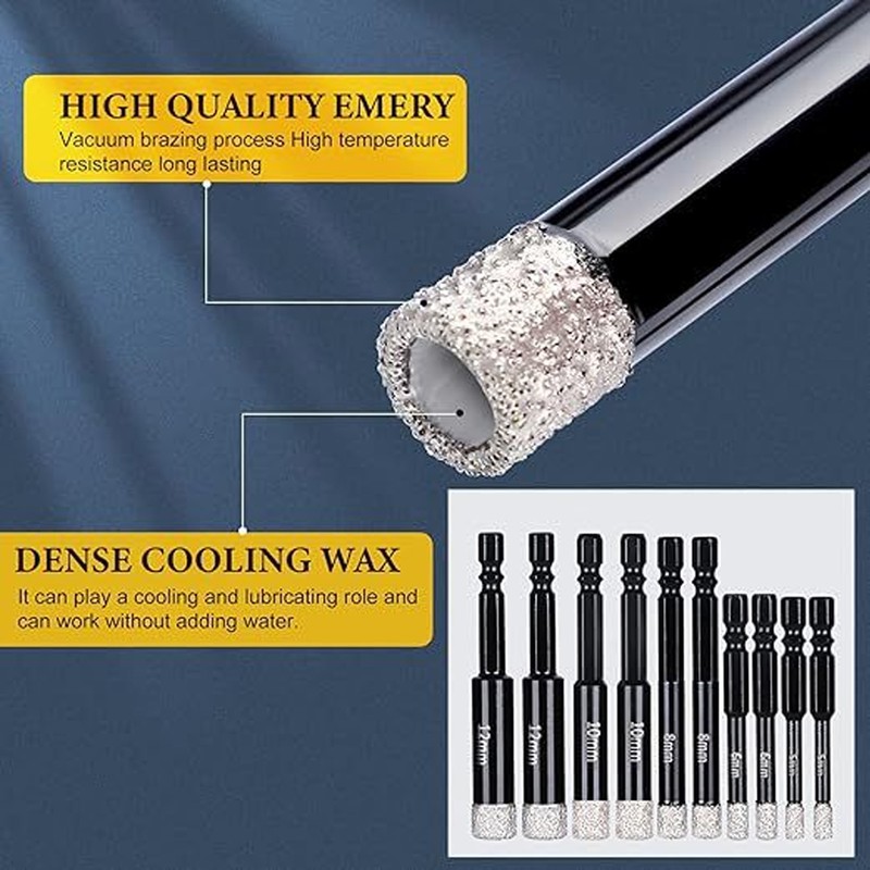 Diamond Drill Bits Set Hex Shank Diamond Hole Saw Kit