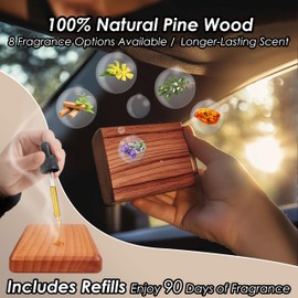 Gift Boxed Car Air Freshener – Long-Lasting Fragrance for 90+ Days – Wooden Car Diffuser – 8 Scents Available – Includes 1 Bottle of 5ML Essential Oil Refill – 0.17 FL OZ (Chamomile)