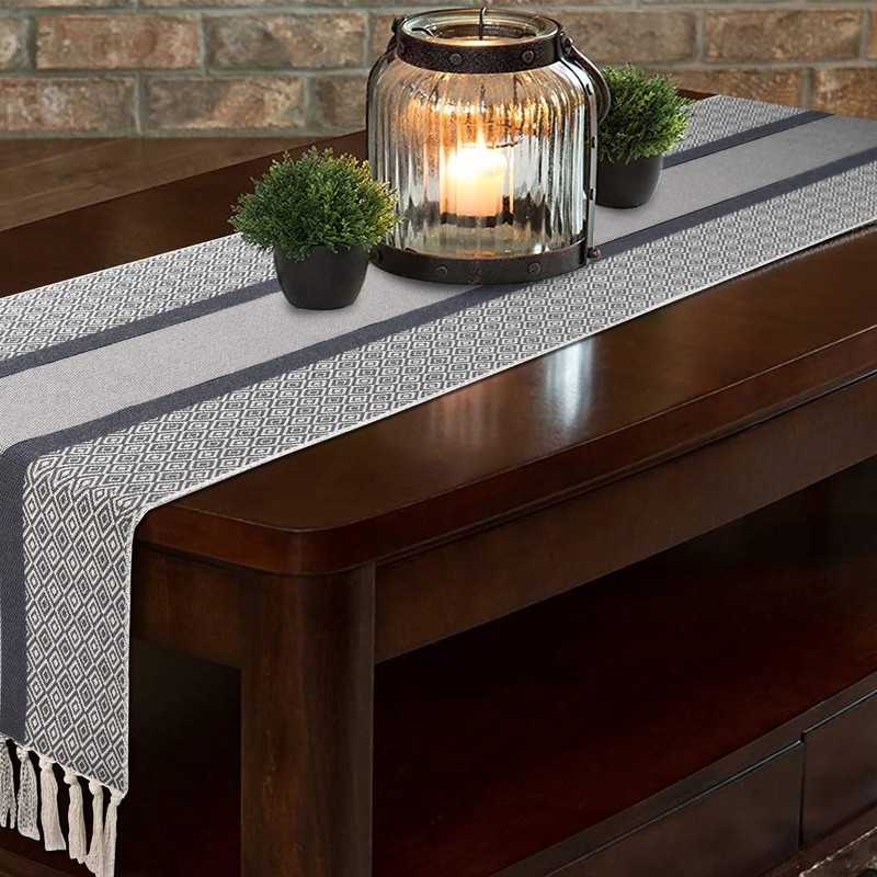 Yugarlibi Table Runner Grey, Dining Table Runner Geometric, Coffee Table