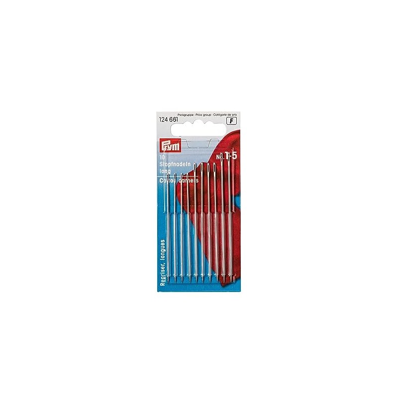Prym Darning Needles Long HT 1-5 Silver col Assorted with