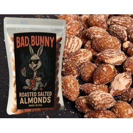 Bad Bunny Roasted Salted Almonds - Easter Basket Essentials & Stuffers, Perfect Easter Candy Alternative - Bold, Gritty, Perfectly Seasoned Healthy Snack for Kids