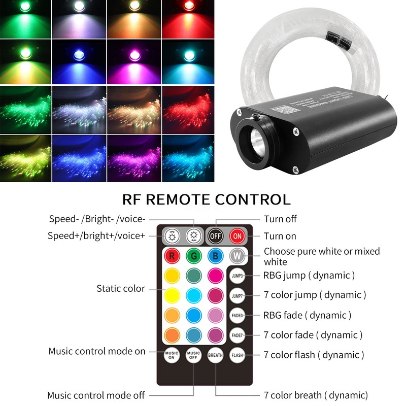 ATOKEE 16W Fiber Optic Lights, 400pcs*0.03in*6.5ft Starlight Headliner Kit, Star