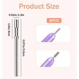 Mini Mandrel Nail Bit, 8PCS 3mm Small Stainless Steel Drill Bits with 3/32 Shank for Acrylic Nails Manicure Pedicure Tool