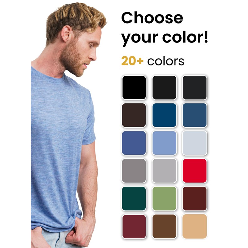 Merino.tech Merino Wool T-Shirt Mens - 100% Merino Wool Undershirt