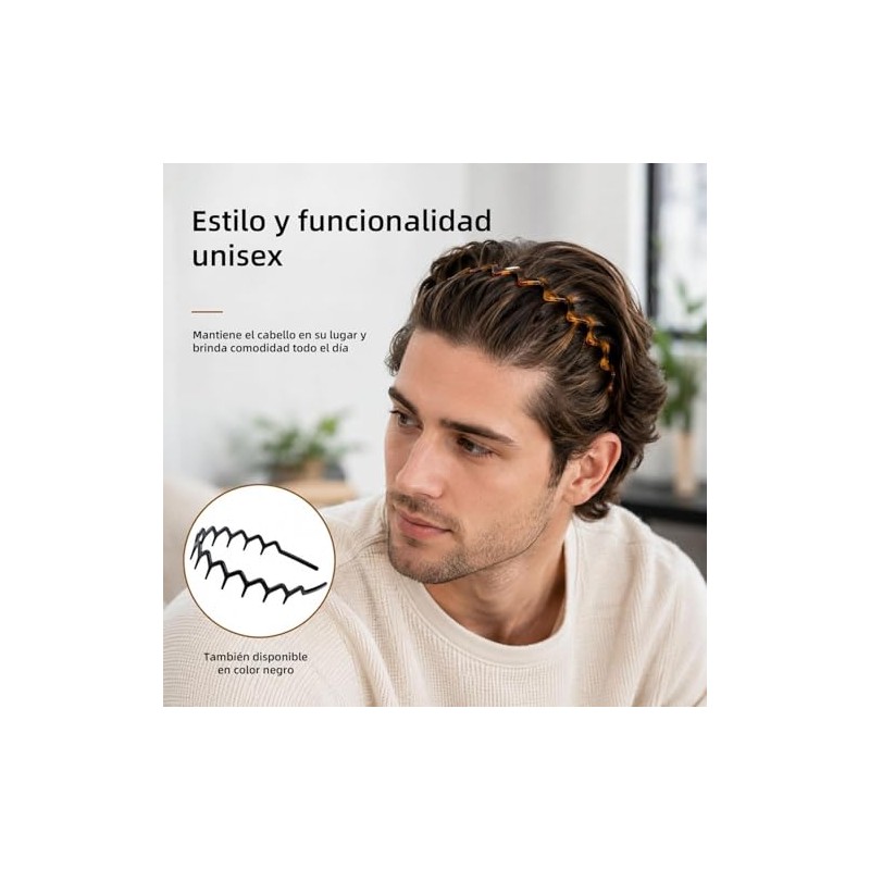 Diademas Zigzag 2 Piezas, Onduladas Antideslizantes Unisex