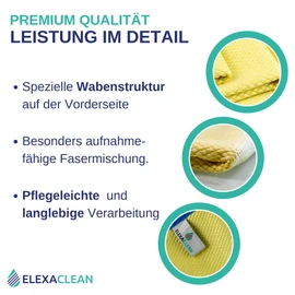 ELEXACLEAN Window Cloth, Streak-Free, Microfibre Window Cleaning Cloths (Pack of 8, 40 x 30 cm, 4 x Red & 4 x Yellow) Premium Glass Cleaning Cloths Car for Indoor and Outdoor Use