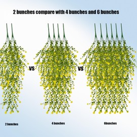 LEIISSURREE 6 Bundles Artificial Flowers Outdoor UV Resistant Fake Plastic Plants Indoor Outside Hanging Plants Garden Porch Window Box Home Wedding Farmhouse Festive Shrub Decor (Yellow, 6 Bundles)