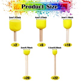 60 Pcs Foam Brushes, Reusable Sponge Brushes Round Stencil Brush Set Sponge Stippler Washable Foam Paintbrushes, Wooden Handle Paint Sponge Stencil Brush for Painting DIY Arts and Crafts, 5 Sizes