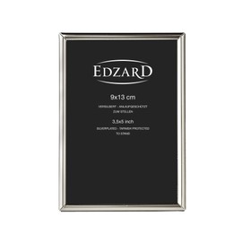 EDZARD Genoa Picture Frame for Photo 9 x 13 cm Elegant Silver-Plated Tarnish-Resistant with Velvet Backed Photo Frame for Standing