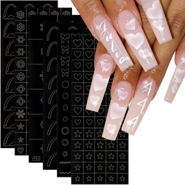 Heart Butterfly Star Nail Stickers for Nail Art, 3D Self-Adhesive Stars Butterfly Heart French Tip Airbrush Stencils Nail Stickers Star Heart Nail Art Design Decals for Women Girls Nail Decoration