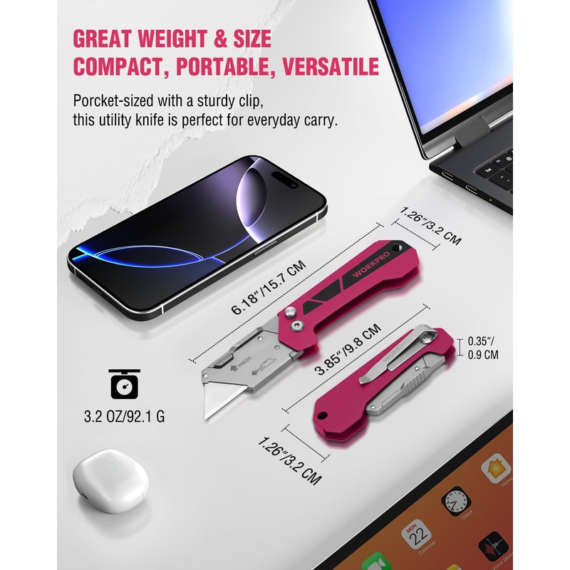 WORKPRO Box Cutter, Utility Knife Quick Change Blade Razor Knife,
