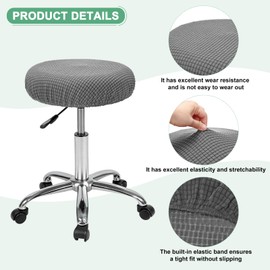 M METERXITY Bar Stool Covers Round for 12-14 Inch Polyester Gray