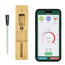 evayafox Meat Thermometer Digital Wireless - 165FT Remote Monitoring Bluetooth Meat Thermometer with App Control for Oven, Grill, Kitchen, BBQ, Smoker, Air Fryer