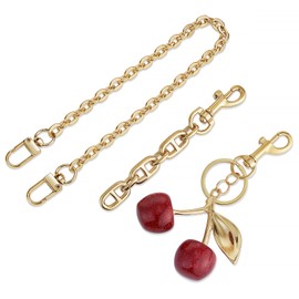 GIRIOIZ 3PCS Bag Extender Chain Purse Strap Extenders Sweet Cherry Bag Charm Keychain Purse Handbags Replacement Bag Chain Accessories