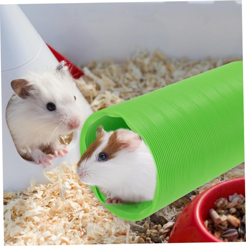 Gatuida 1pc Telescopic Hamster Tunnel Green Folding Pipe Plaything for