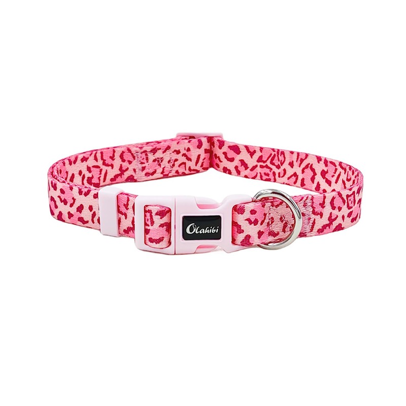 Olahibi Dog Collar and Leash Combo Set, Leopard Pattern, Polyester