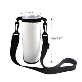 QOMOLANGMA 10pcs Sublimation Blanks Water Bottle Carrier Holder Tumbler Bag Carrier Neoprene Tumbler Sleeve Sublimation Tumbler Cup Carrier Pouch with Shoulder Strap for Heat Press Trasnfer Printing