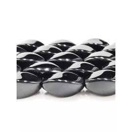 Unbranded Black Onyx Spiral Rice Shape Beads Size 10x20mm 15.5'' Strand