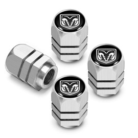 iPick Image for RAM Logo in Black on Silver Hexagon Shape Aluminum Tire Valve Stem Caps
