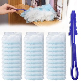 Pack of 30 Dusting Cloth Refills with 3 Handles, Disposable Duster Starter Set, Vacuum Dusters, Electrostatic Duster for Home, School, Office