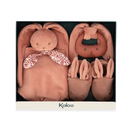 KALOO - Lapinoo - Geburtsset - Terrakottafarben - 3 Babyartikel - Schmusetuch + Beißring + Babyschuhe 11 cm - Ab Geburt, K218012