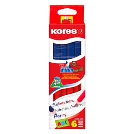 Kores Twin Jumbo Colouring Pencils (Pack of 6) Triangular 3 mm Blue/Red