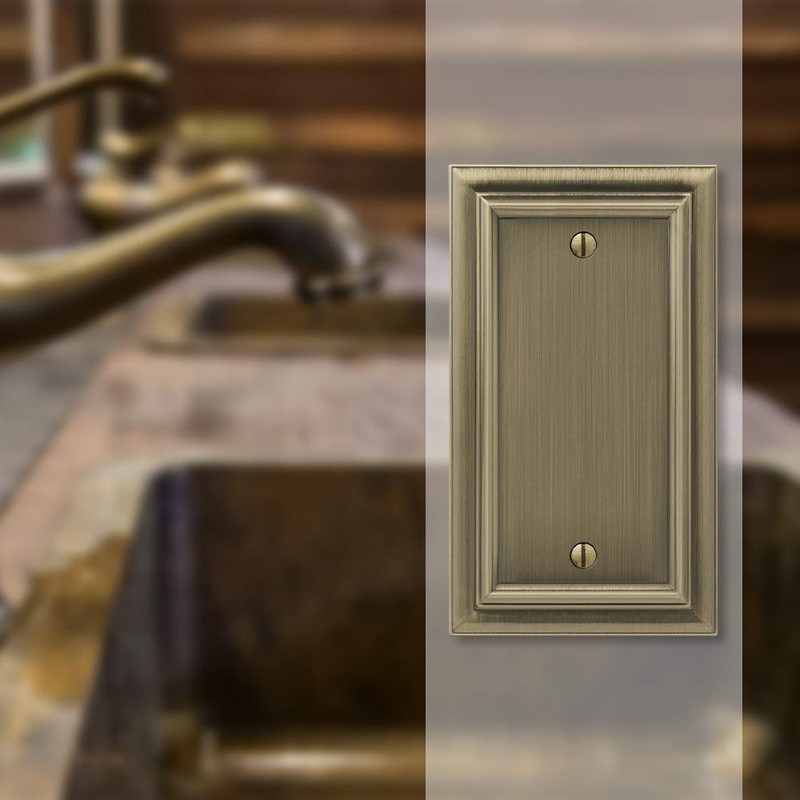 AMERELLE 94BBB Continental Single Blank Cast Metal Wallplate in Brushed