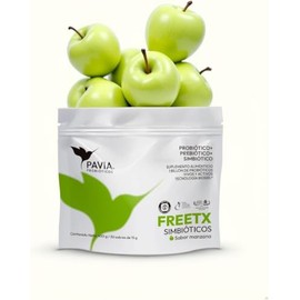 Probióticos Vivos FreeTX en Biogel con Fibra y Prebióticos Apoyo Digestivo 1 Billón de Probióticos Sabor Manzana Verde 60 Sobres PAVIA