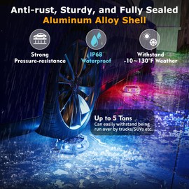 8Pack Aluminum Alloy Solar Driveway Lights, IP68 Solar Deck Light Marine Dock Lights Outdoor Waterproof, Multi-color LED Driveway Markers for Walkway, Path Decor [12Modes - Strobe/RGB/Fix-color]