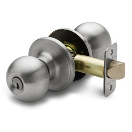 Copper Creek Entry Door Knob – Keyed Entry Handle with Lock and Key, ANSI Grade-3 Certified, DIY-Friendly Install for Interior and Exterior Entrance Doors – Satin Stainless (1 Pack)