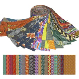Soimoi 40Pcs African Floral Print Precut Fabrics Strips Roll Up 2.5x42inches Cotton Jelly Rolls for Quilting