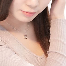 Lovers Scene Women's Pendant Necklace with Choice of Birthstone Diamond Heart & Circle Motif Silver, Diamond Stone Silver, Citrine Diamond