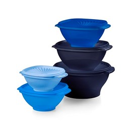 Tupperware Heritage Collection, New 10 Piece Food Storage Container Set in Vintage Blue, Dishwasher Safe and BPA Free (5 Bowls, 5 Lids)