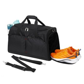 THSOGO Mens Gym Bag with Shoe Compartment - 20 inch Sports Duffle Bags with 12 Compartments Including Wet Pocket - Black