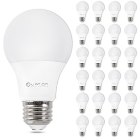 VATION LIGHTING A19 4000K LED Light Bulbs Neutral White, 60 Watt Equivalent, Efficient 8.5 Watt, 800 Lumens, E26 Medium Base, Non-Dimmable, ETL/UL Listed, 24 Pack
